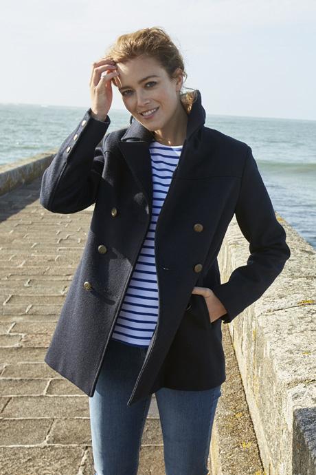 veste manteau bleu marine femme