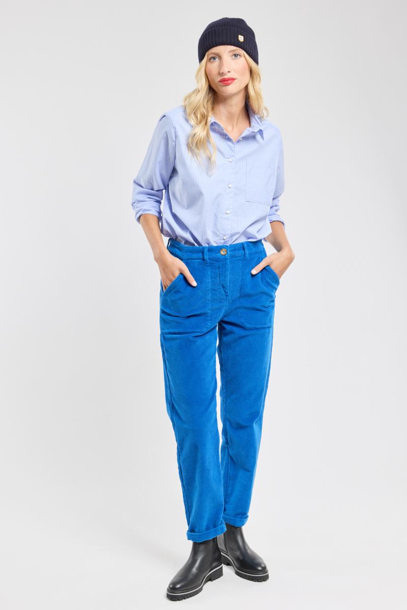 Pantalon velours femme coupe droite hot sale