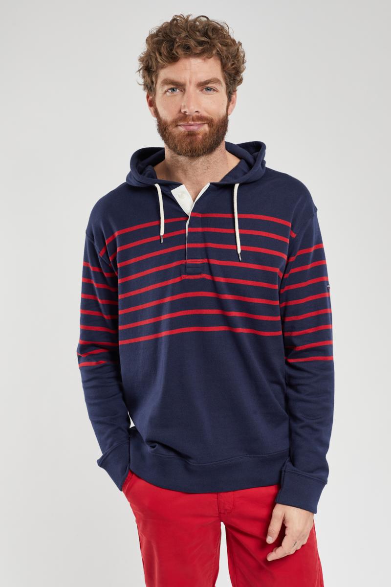 Striped hooded jacket rustic cotton
