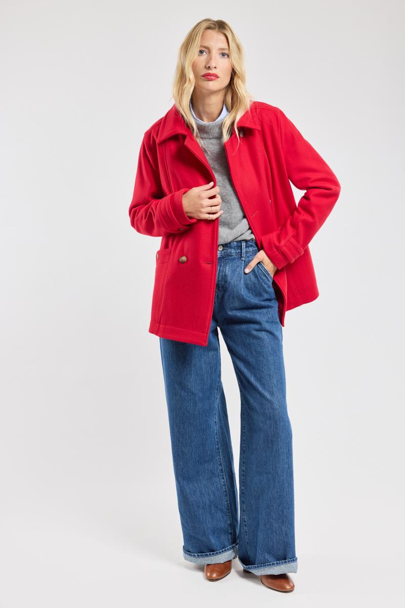 Double-breasted pea coat - wool