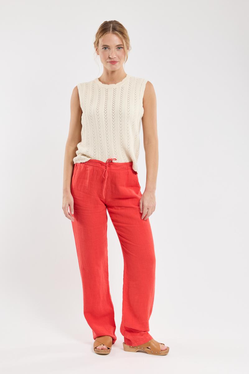 Elasticated linen trousers sales