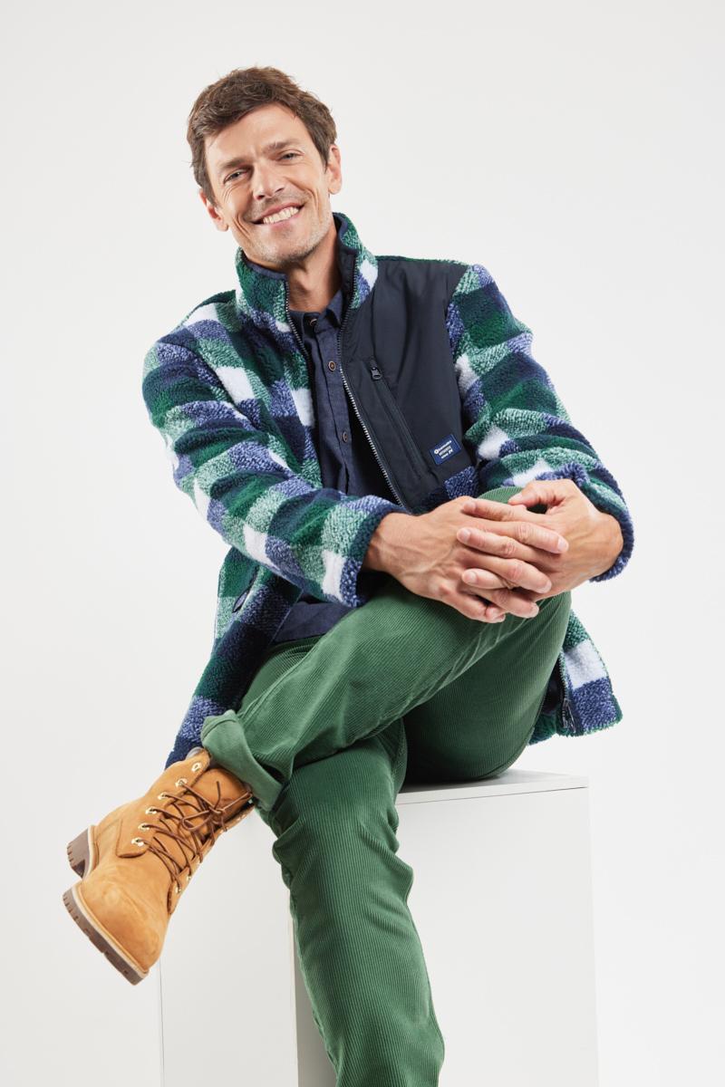 Veste polaire a carreaux homme sales
