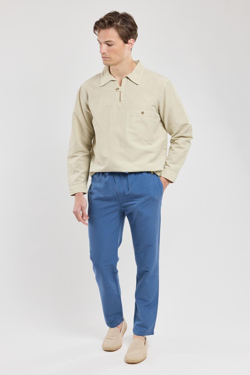 Elastic waist trousers - cotton and linen