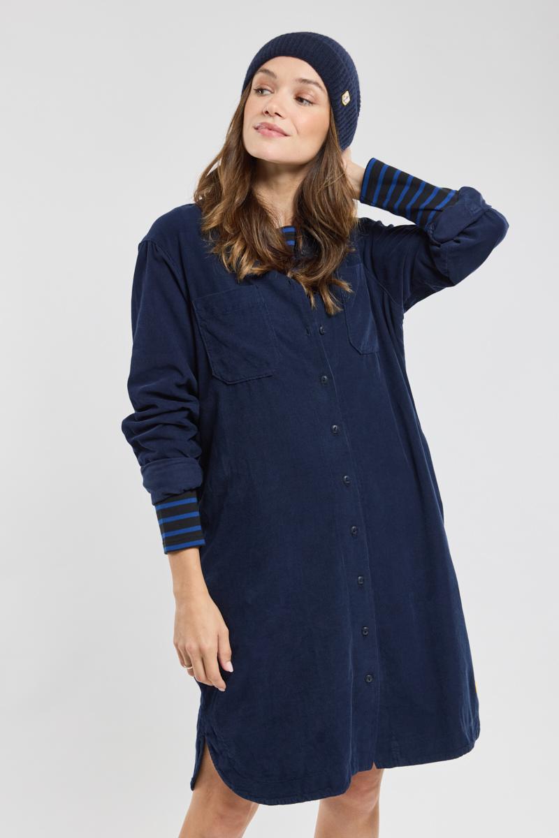 Robe chemise en velours coton