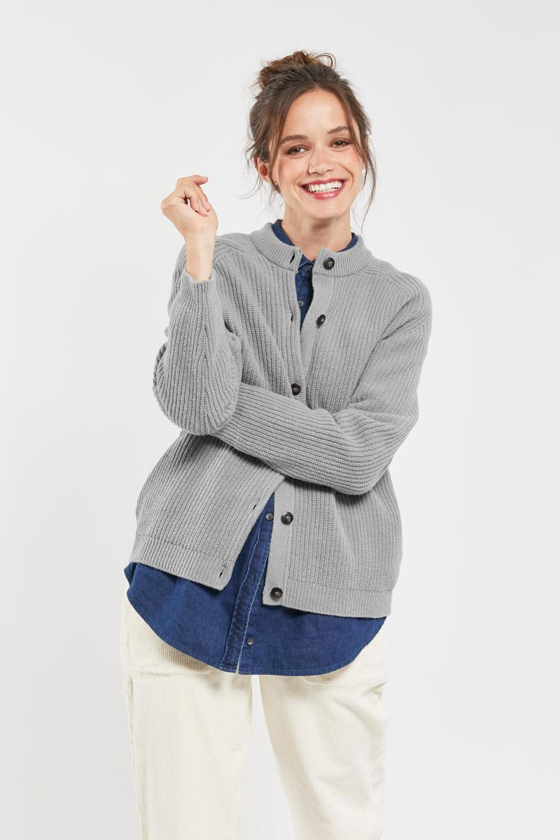Cardigan maille epaisse laine