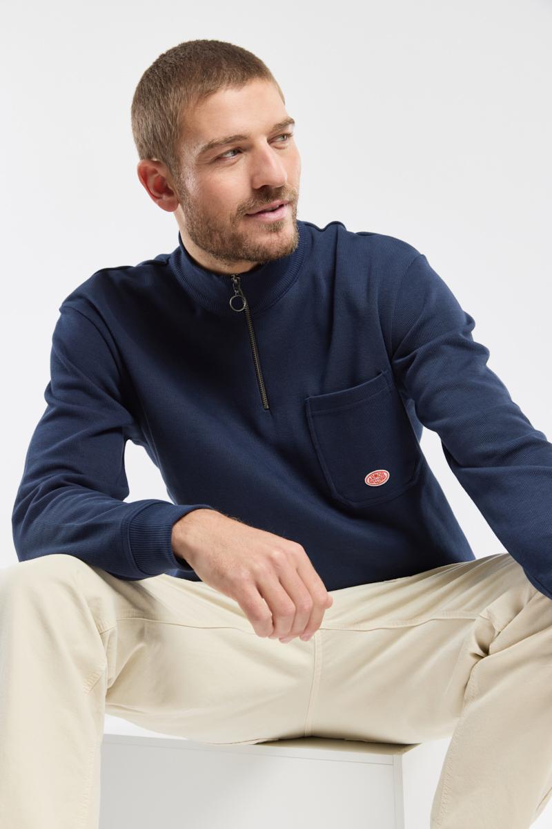 Sweatshirt with zipped collar thick cotton