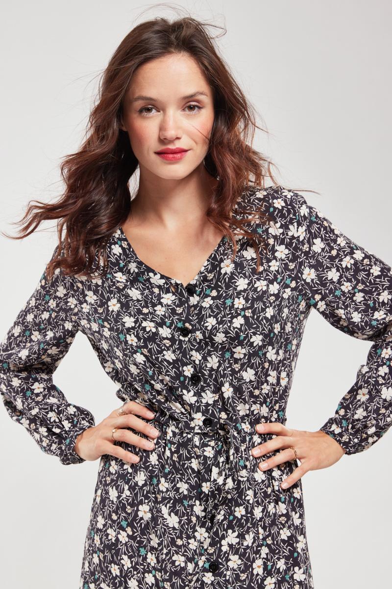 Floral printed maxi shirt dress hotsell