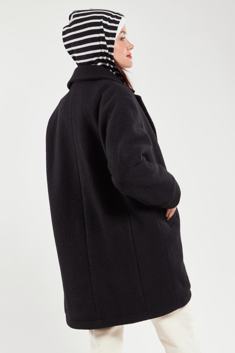 Boiled wool cocoon online coat