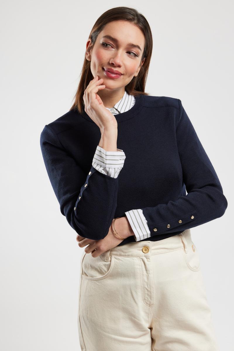 Pull shop boutons dorés