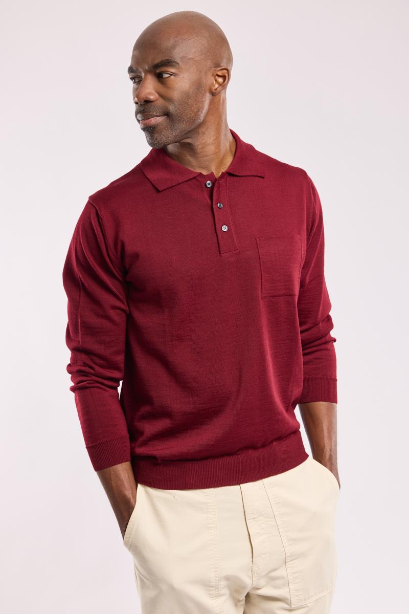 Berac long sleeved polo shirt merino wool