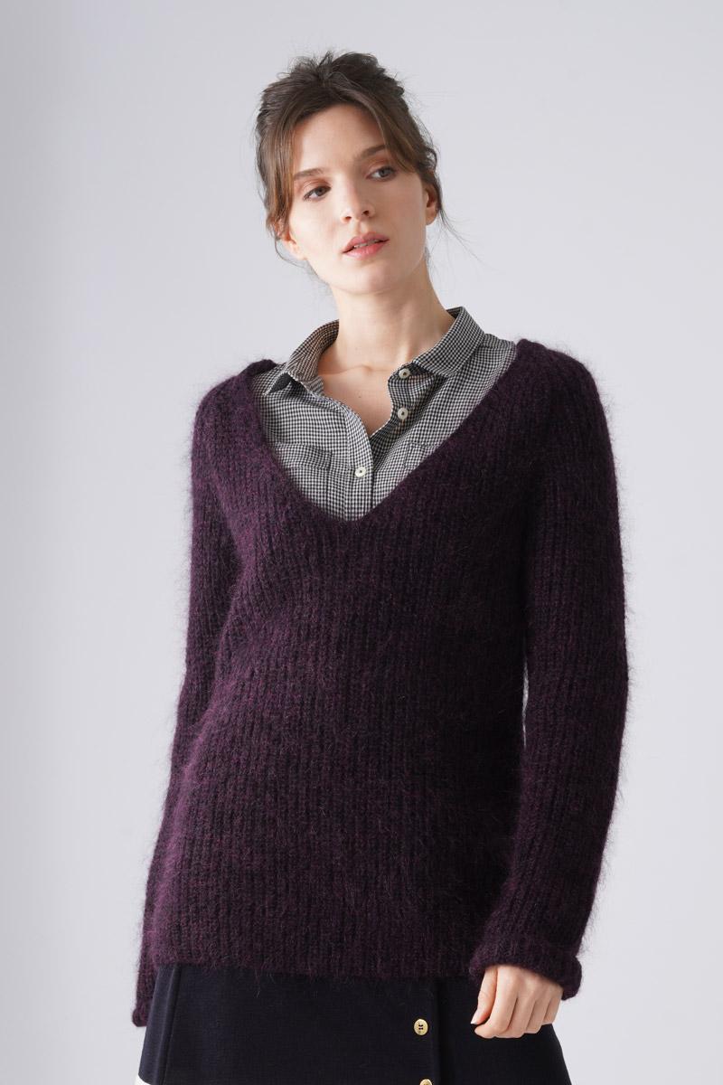 Pull col V kid mohair et m rinos