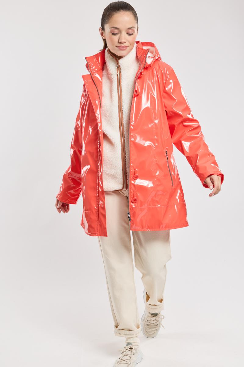 Shiny red raincoat on sale