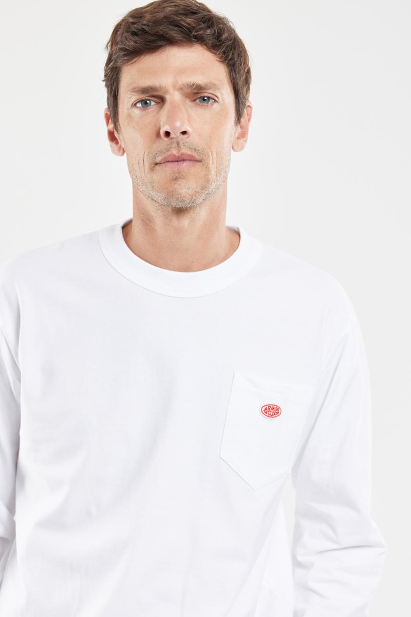 white long sleeve pocket tee