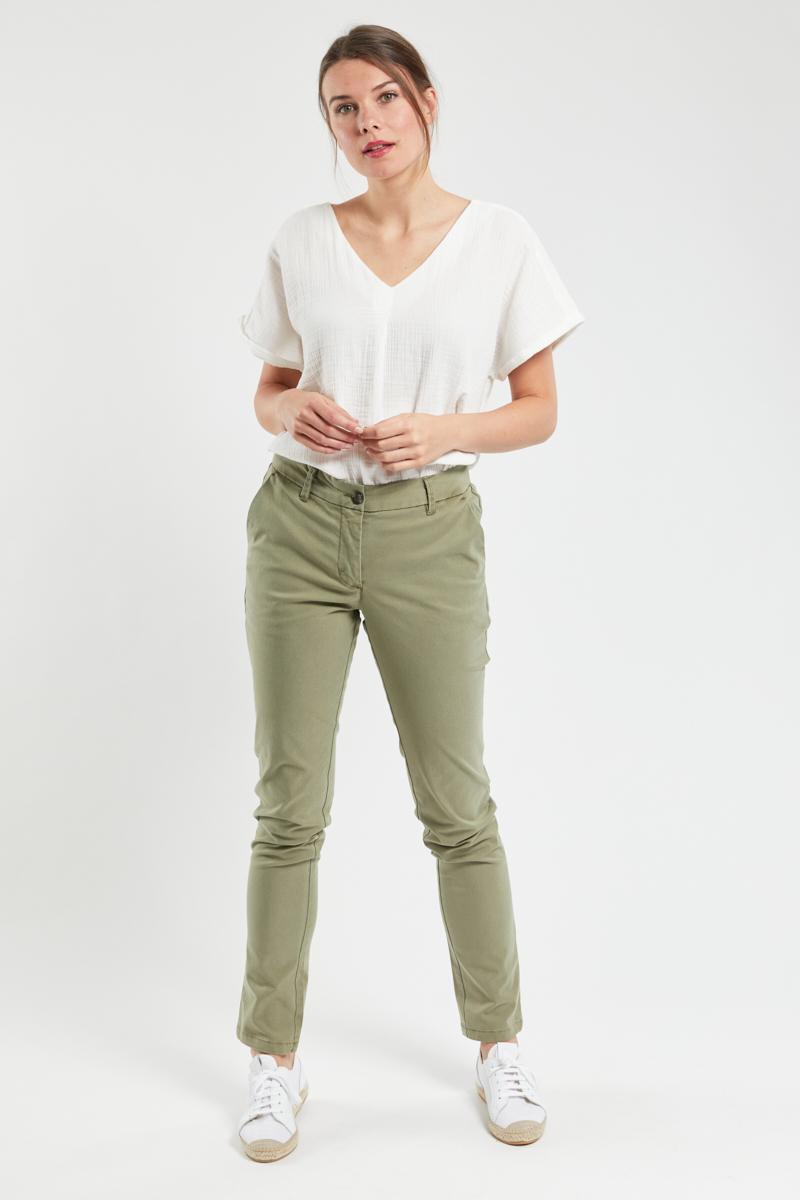Pantalon chino femme discount kaki