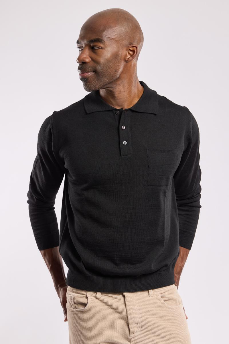 Berac long sleeved polo shirt merino wool