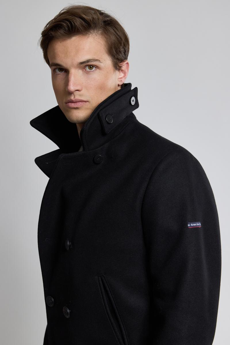 High neck peacoat shop