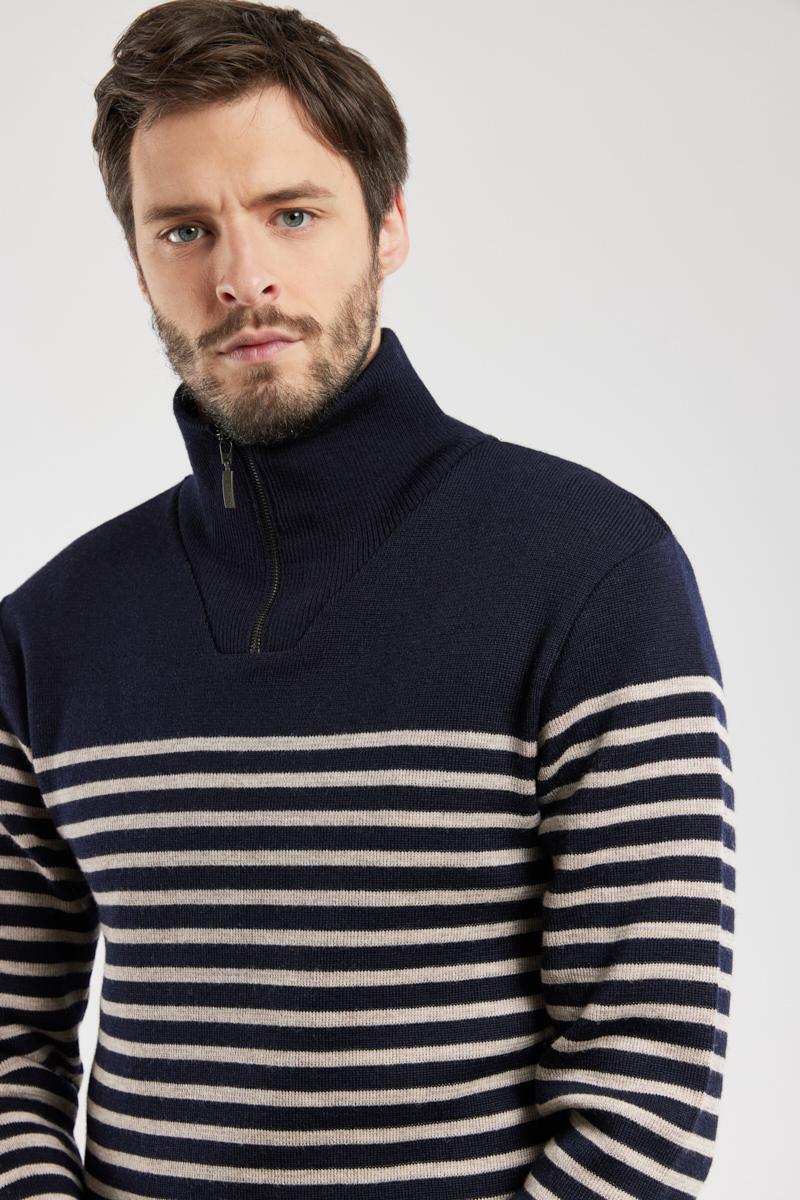 Striped trucker jumper wool