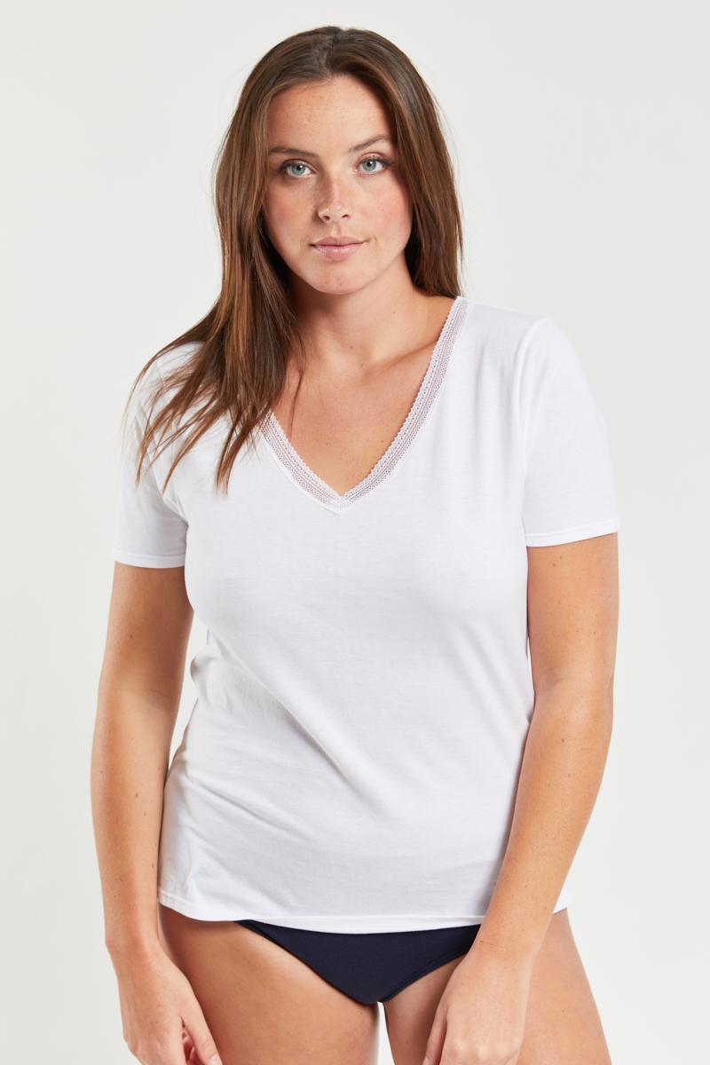 Plain V neck T shirt light organic cotton