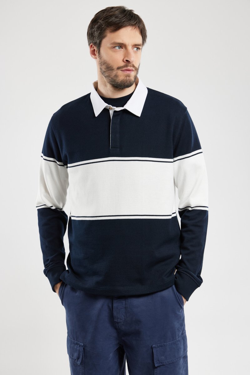 Sweat col polo - coton rustique