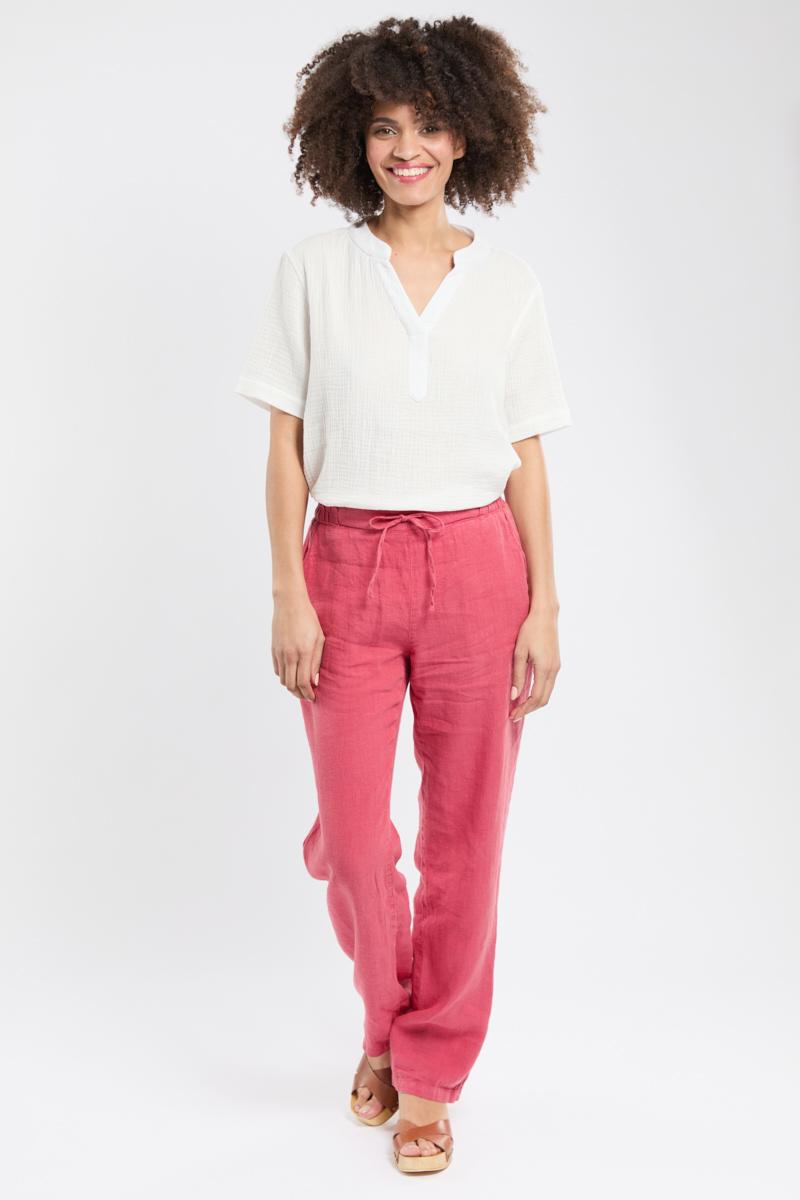 Pantalon taille elastique  - lin