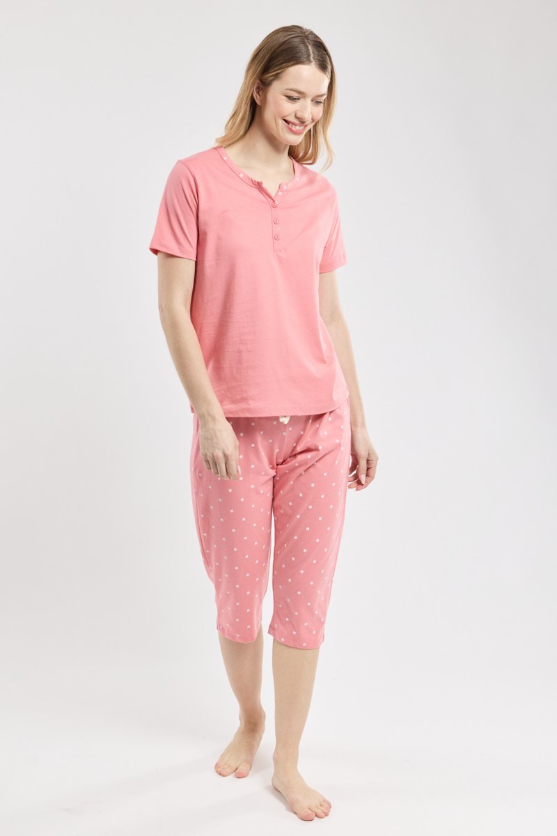 Pyjama corsaire motifs  pommes - flamingo - coton leger