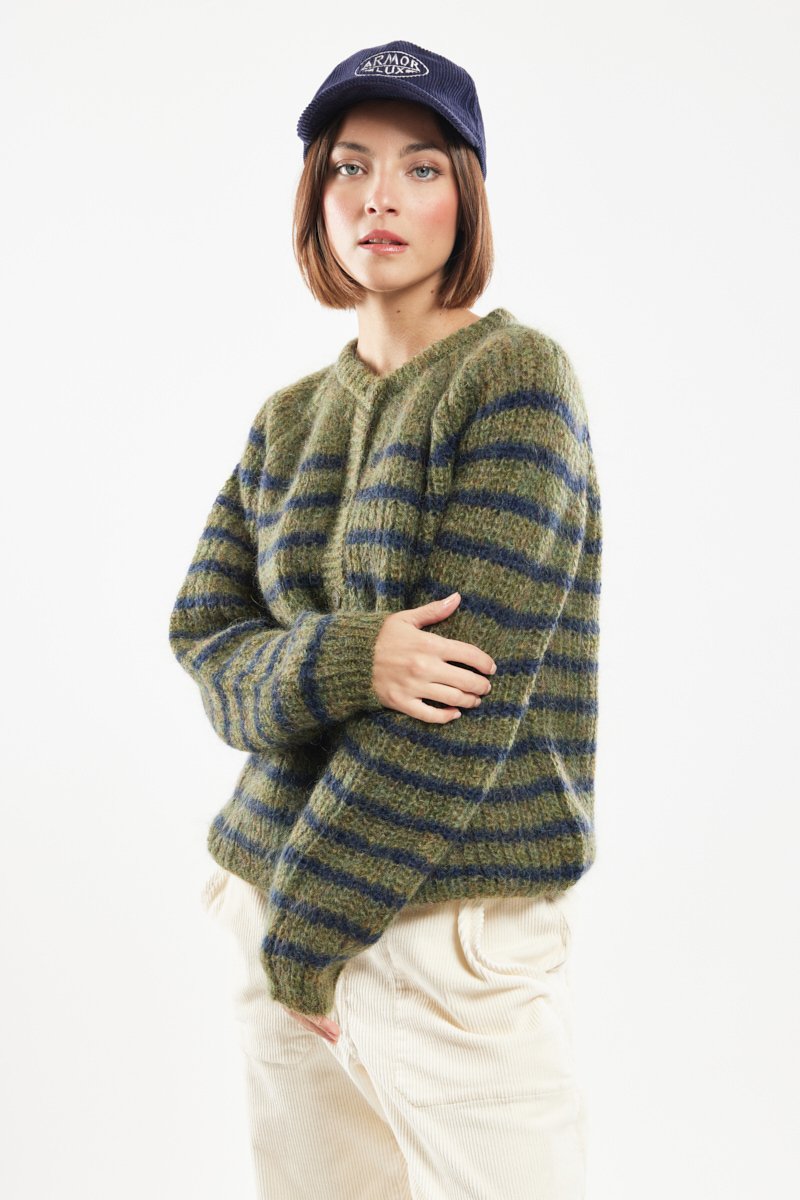 Cardigan raye Carl - mohair