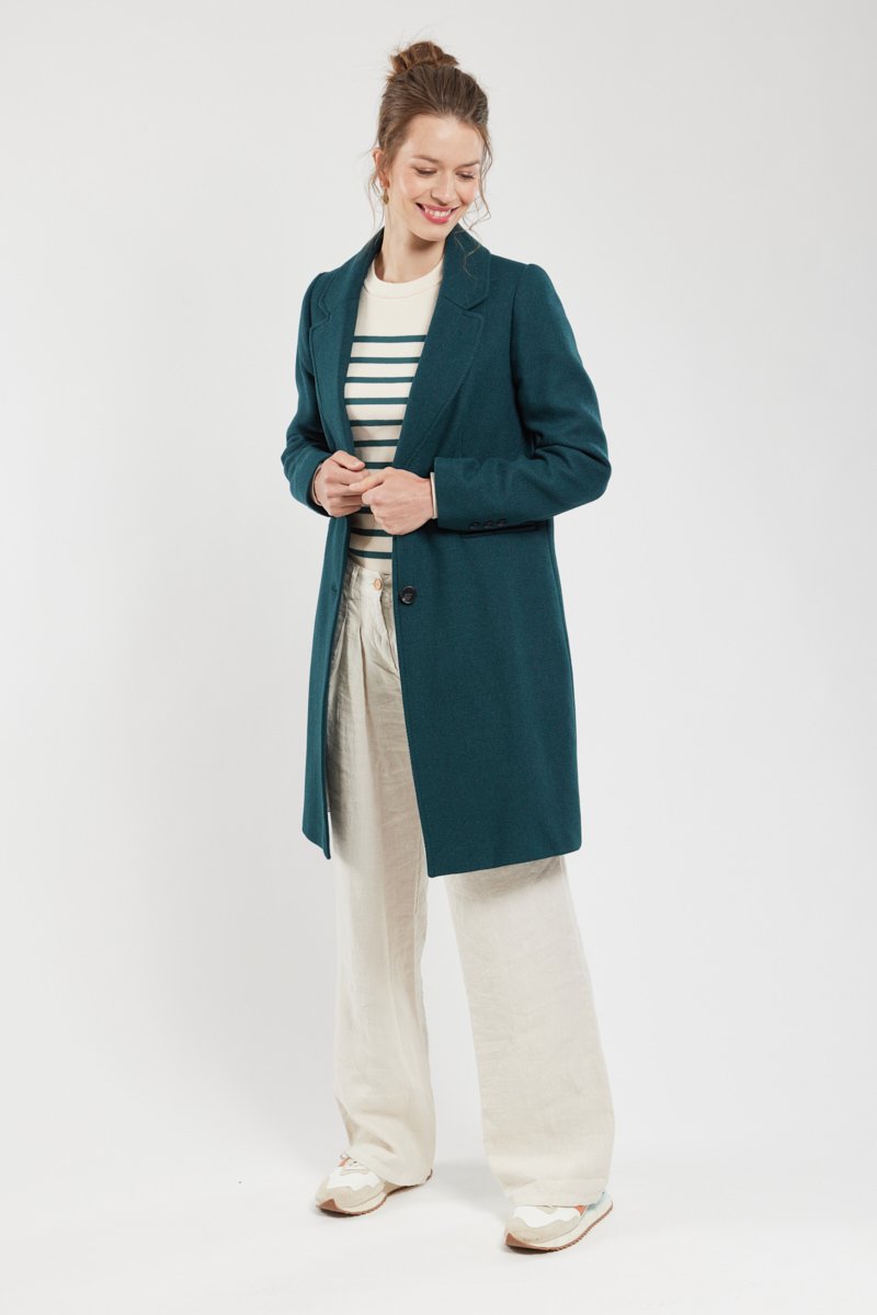 Manteau long doublure a carreaux - laine