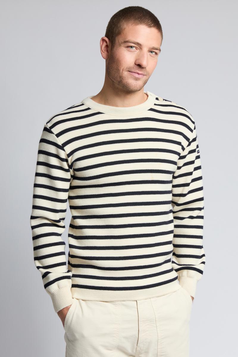 Pull marin raye  Fouesnant  - laine
