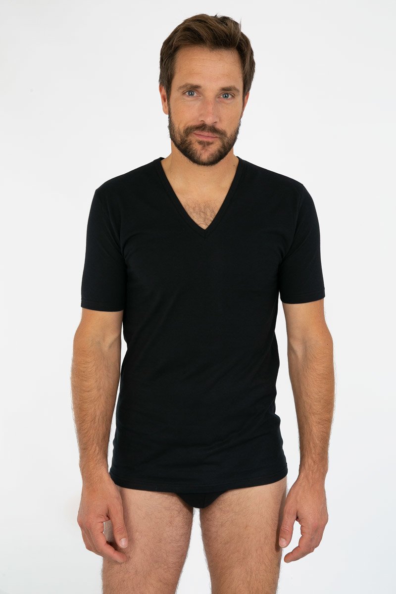 T-shirt col V - coton leger