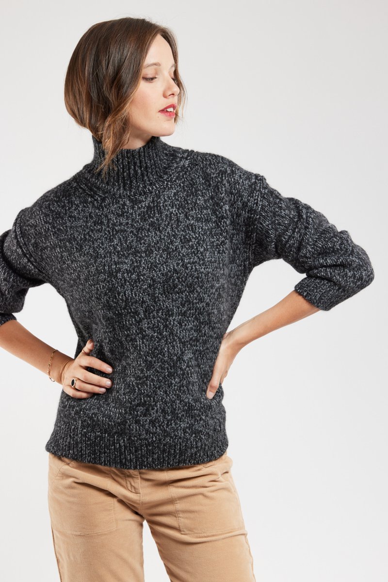 Pull col montant - laine et alpaga