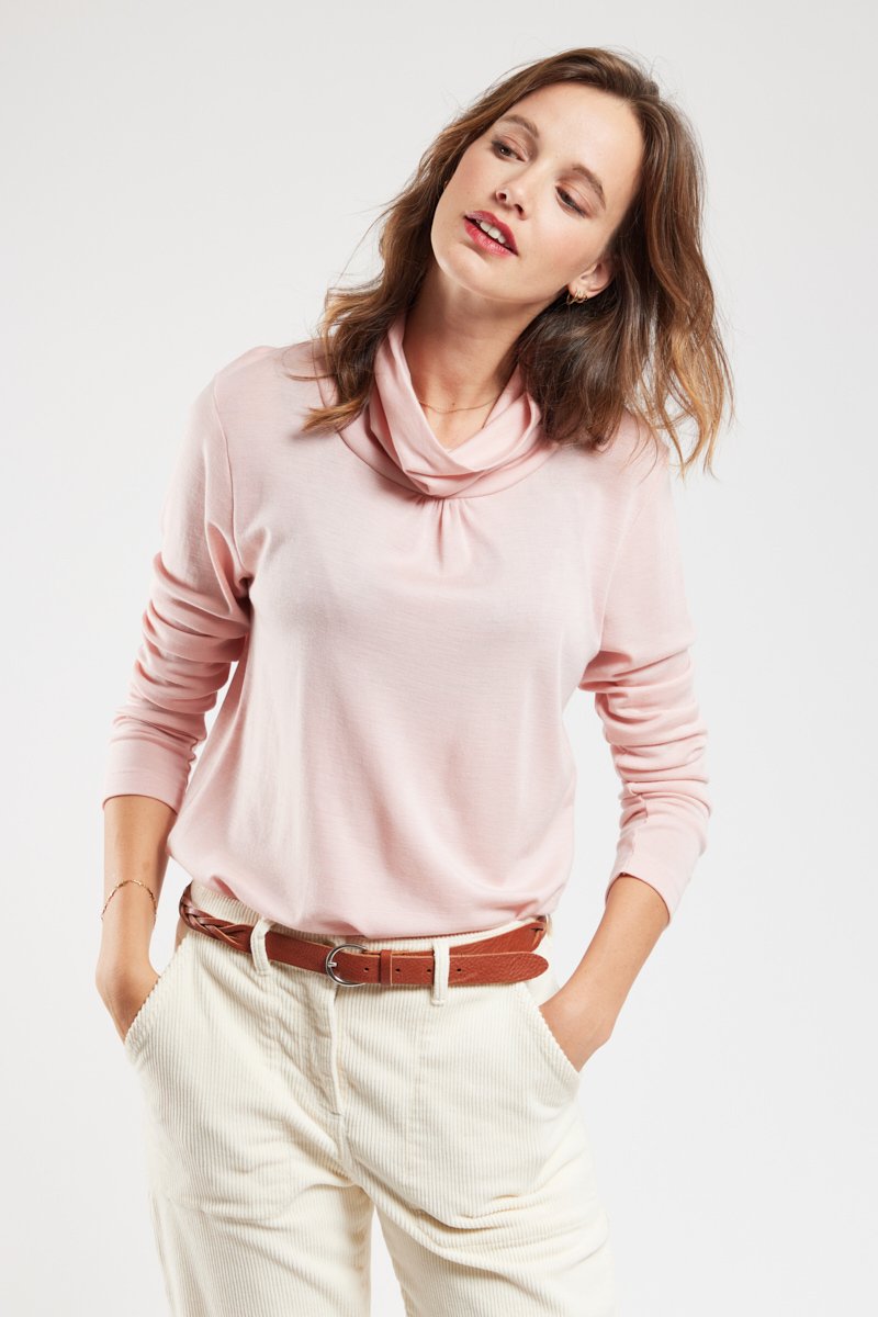 Sous pull col roule - laine et tencel