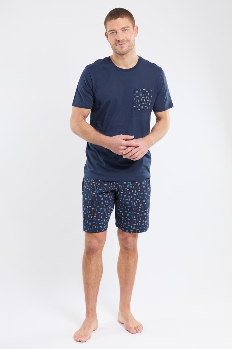 Pyjama short imprime rayures - coton