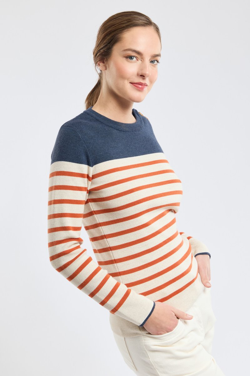 Pull marin raye - laine