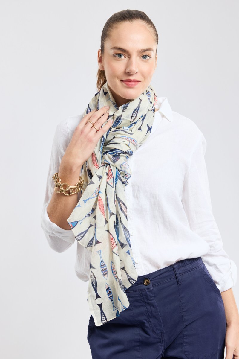 Foulard  poissons colores  - coton