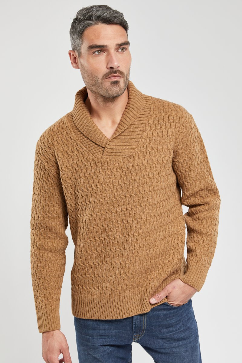 Pull col chale Berac - laine merinos et alpaga