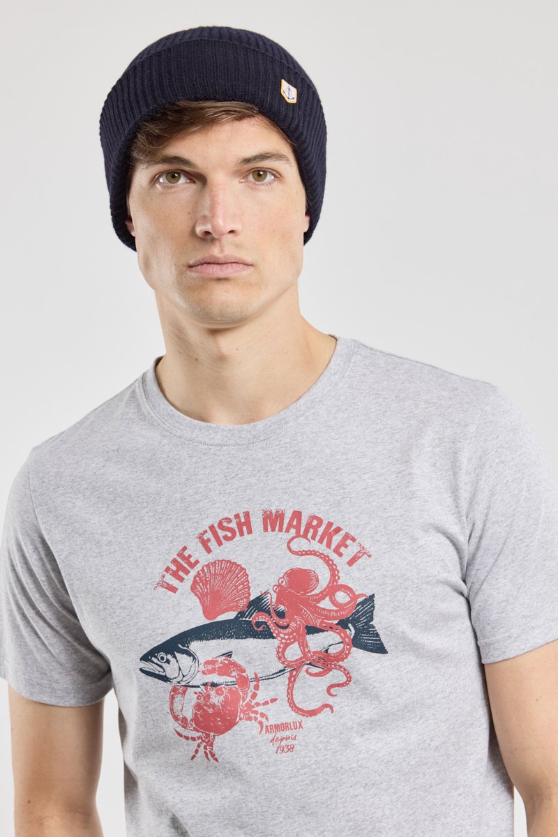 T-shirt serigraphie  Fish market  - coton leger