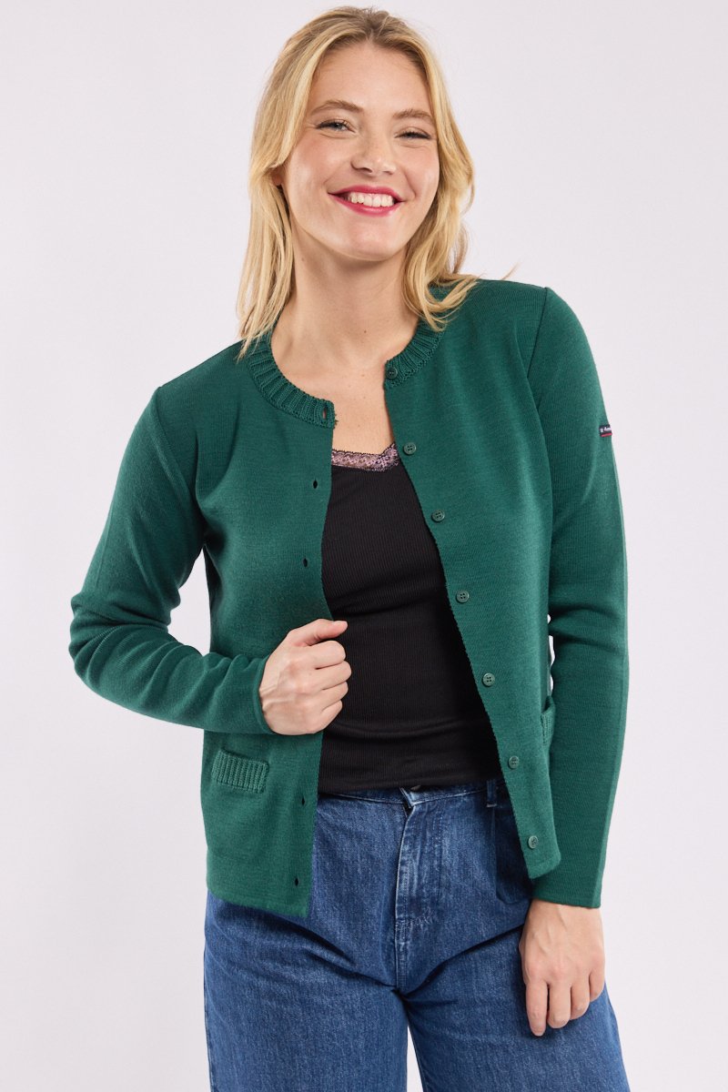 Cardigan col rond - laine et acrylique