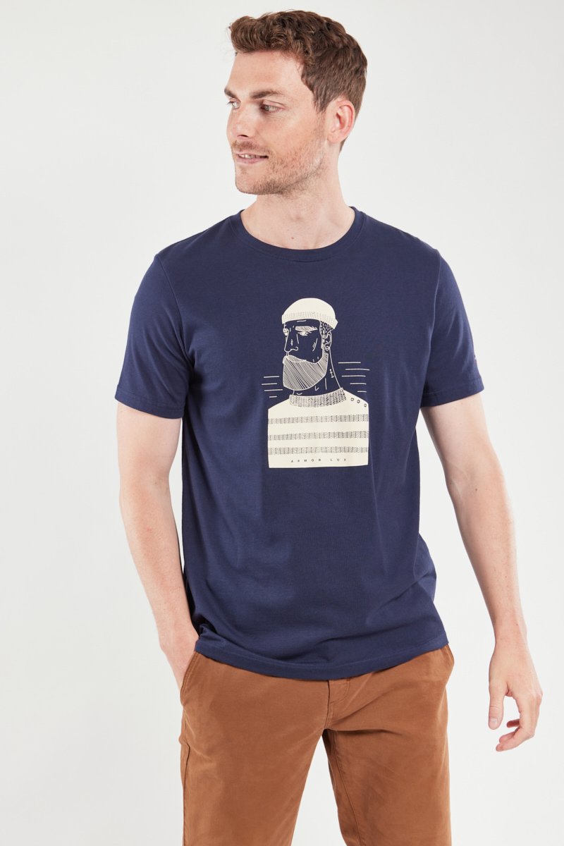 T-shirt serigraphie  marin  - coton leger