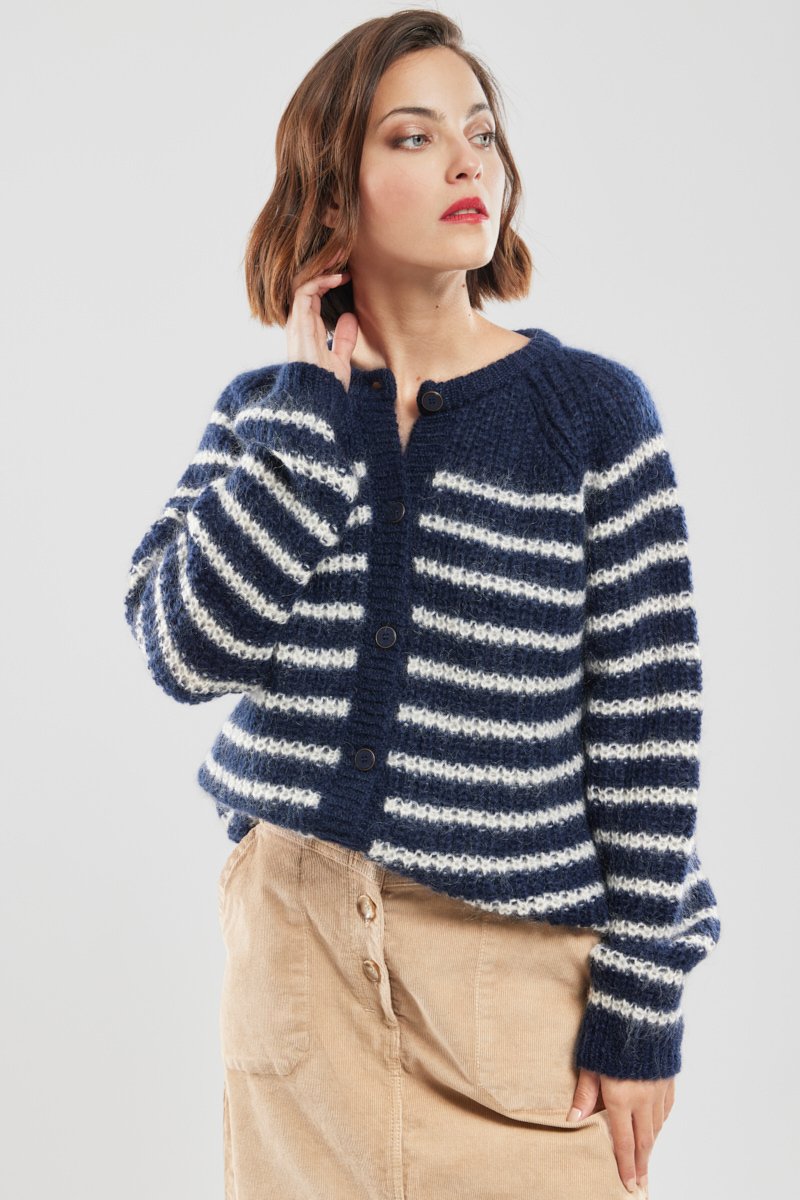 Cardigan raye Carl - mohair