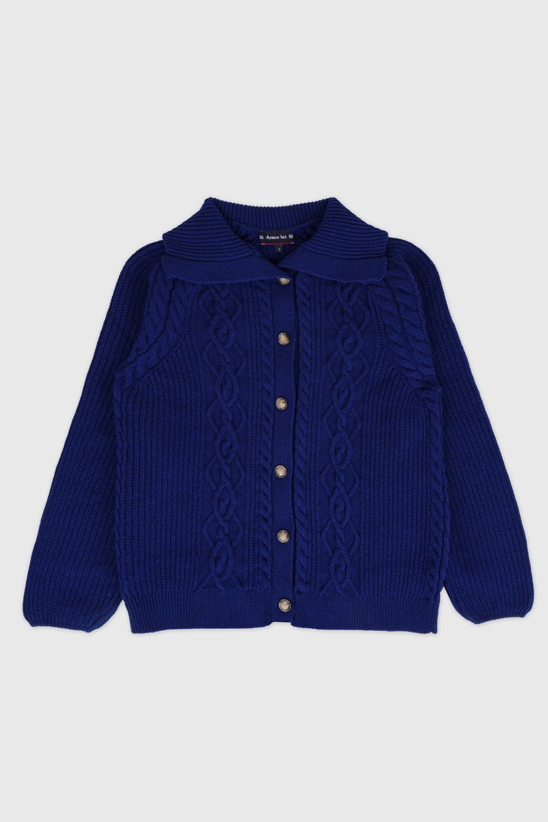 Cardigan boutonne col vareuse - laine