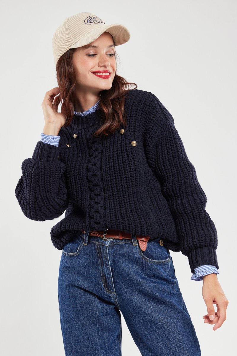 Pull torsade - laine