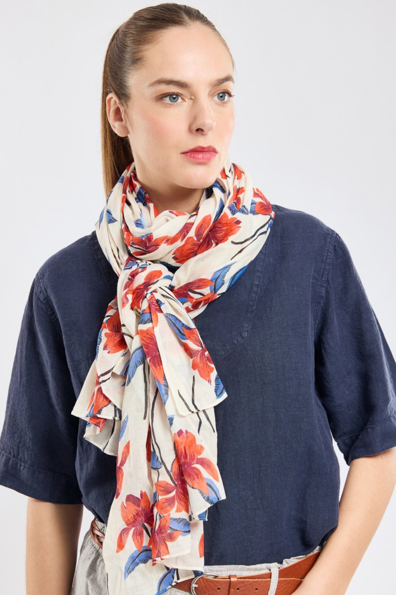 Foulard  fleurs  - coton