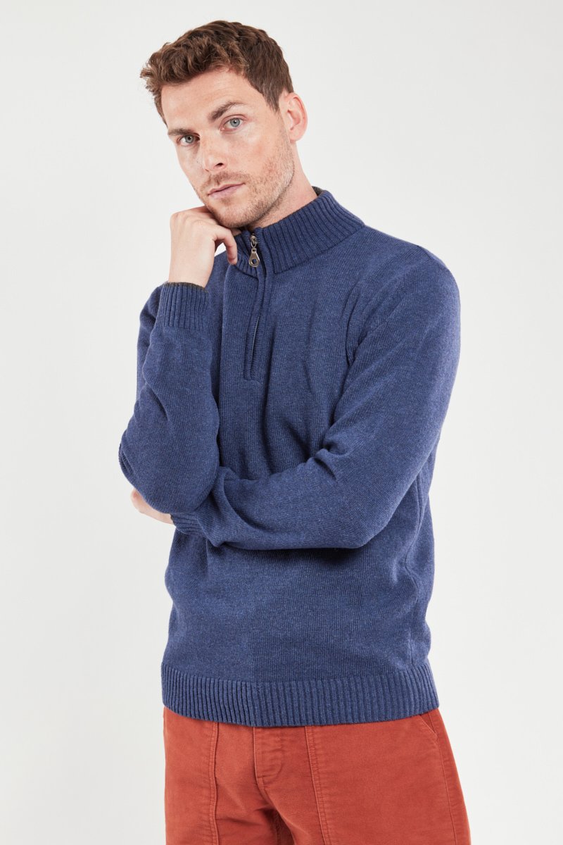 Pull col zippe - laine