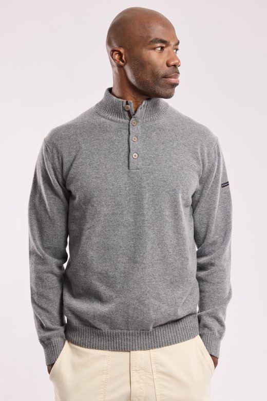 Pull col boutonne - lambswool