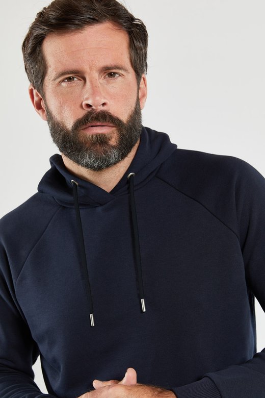 Sweat capuche homme en coton, col montant, uni ou rayé - Armor-Lux