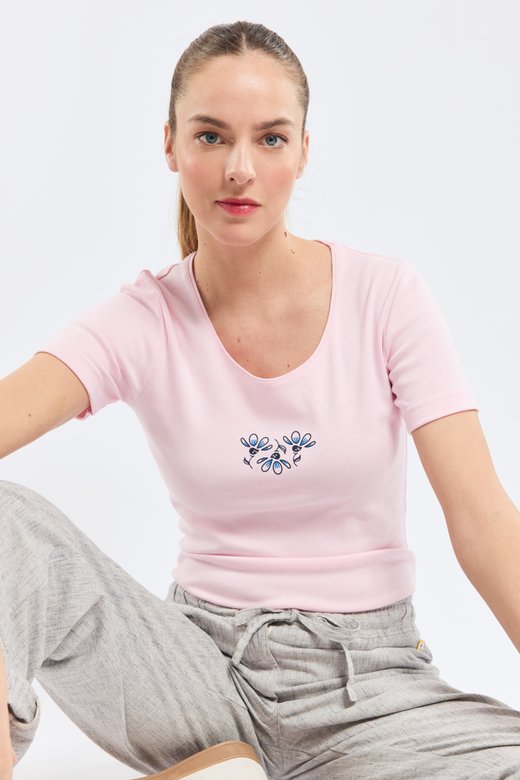 T-shirt  fleurs  - coton leger