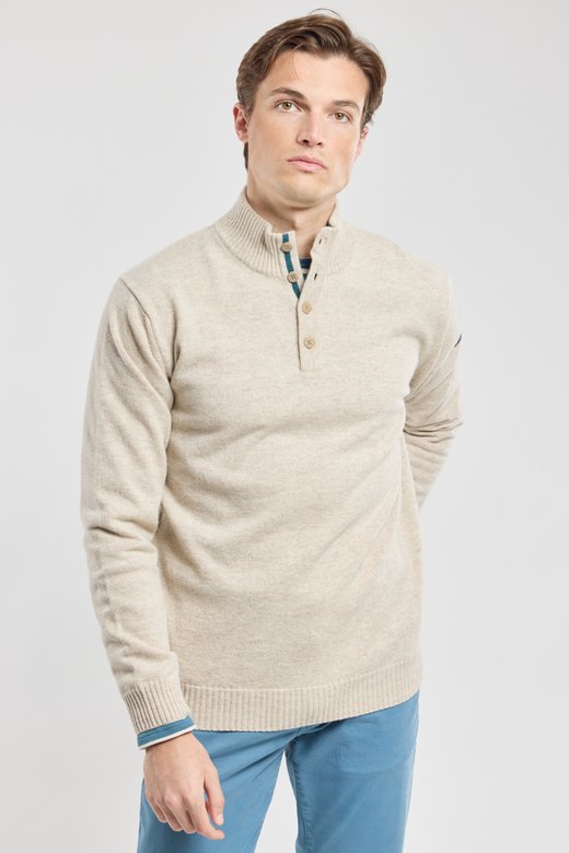 Pull col boutonne - lambswool