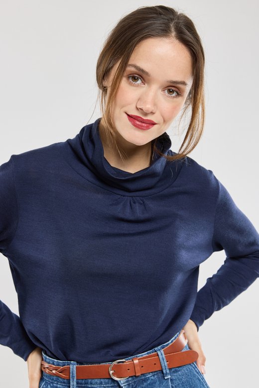 Sous pull col roule - laine et tencel