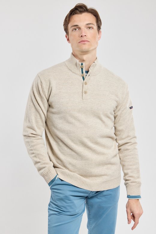 Pull col boutonne - lambswool